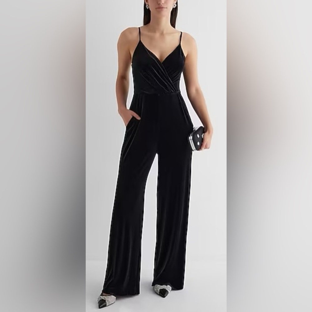 Express Black Velvet Jumpsuit